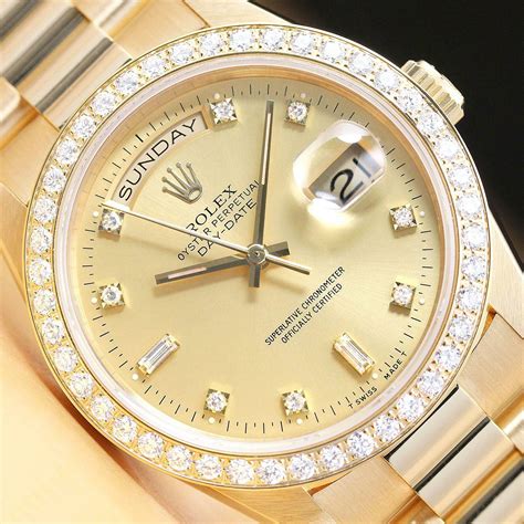 1990 18k diamond champagne rolex day date|Rolex diamond 18238.